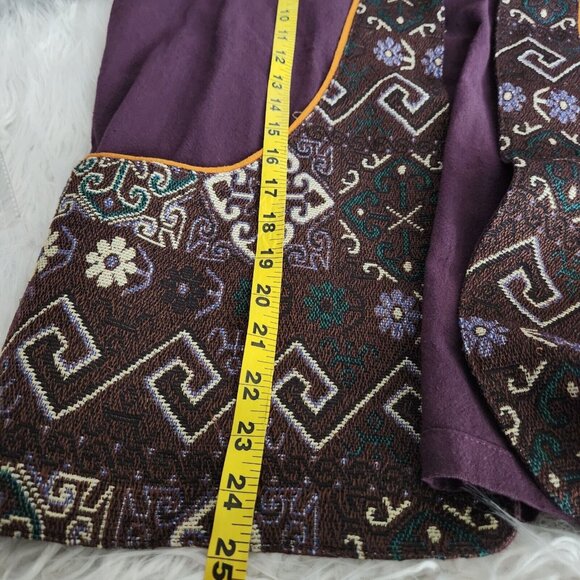Asian Art to Wear Woven Jacket Women's Large Embroidery Purple Wooden Button - Picture 8 of 12